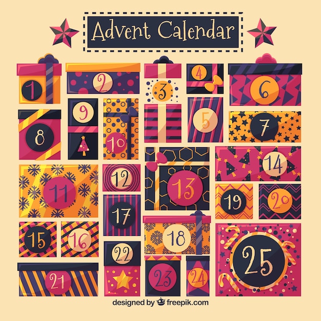 Free Vector Flat advent calendar with christmas presents