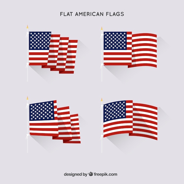 Download Flat american flags collection Vector | Free Download