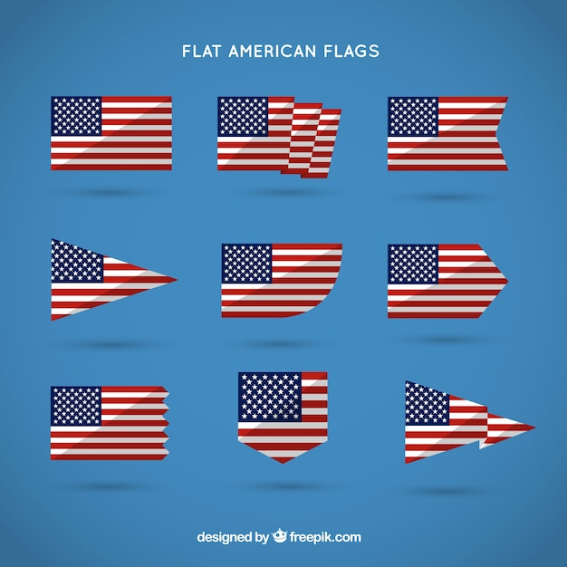 Download Flat american flags Vector | Free Download