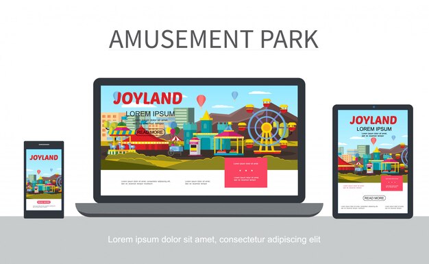 Download Free Flat Amusement Park Adaptive Design Web Template With Different Use our free logo maker to create a logo and build your brand. Put your logo on business cards, promotional products, or your website for brand visibility.