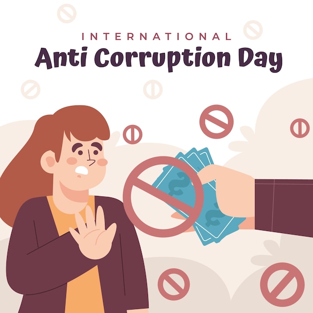 Free Vector Flat Anti Corruption Day Illustration