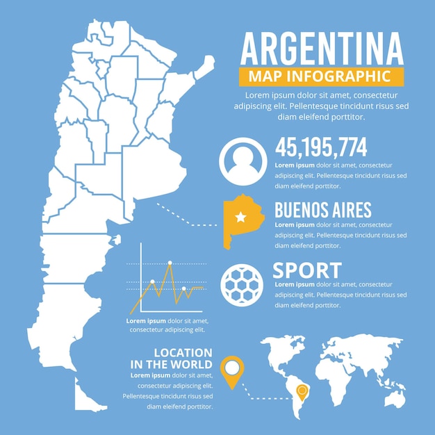 Free Vector Flat Argentina Map Infographic Template