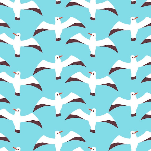 Premium Vector | Flat atlantic sea birds seamless pattern background