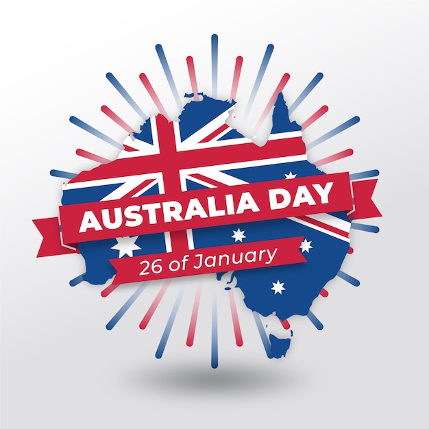 Free Vector | Flat australia day with map and date