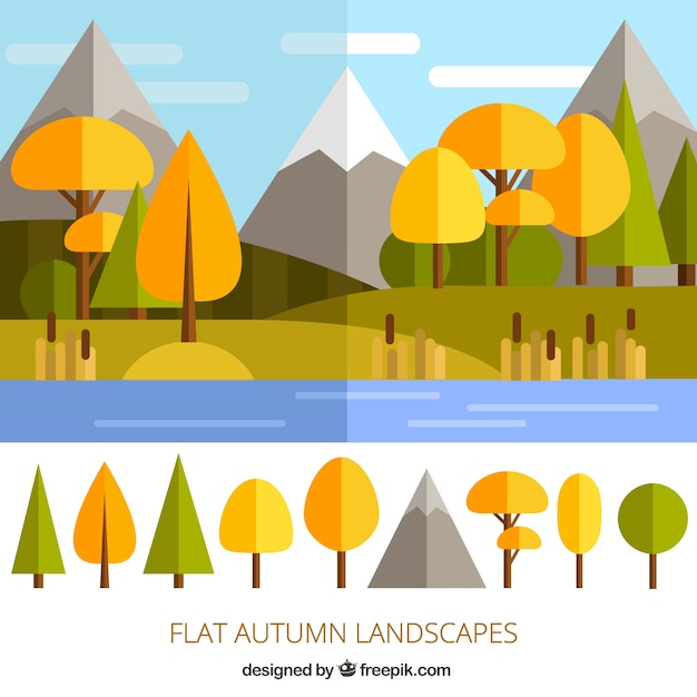 Flat autumn landscape