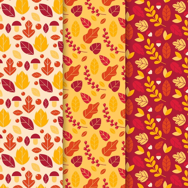 Free Vector Flat autumn patterns collection