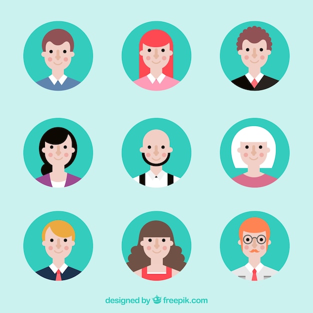 Flat avatars with circular style Vector | Free Download