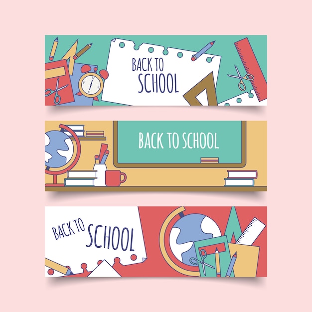 Premium Vector | Flat back to school banners