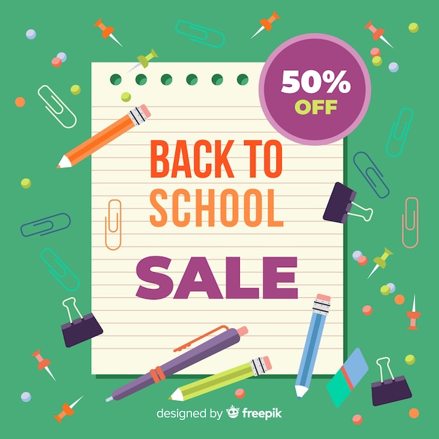 Free Vector Flat Back To School Sales Background