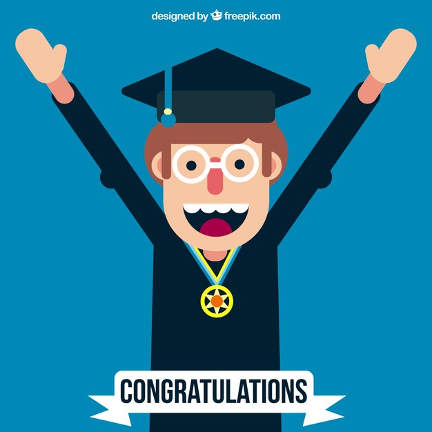 Download Flat background of student celebrating his graduation Vector | Free Download