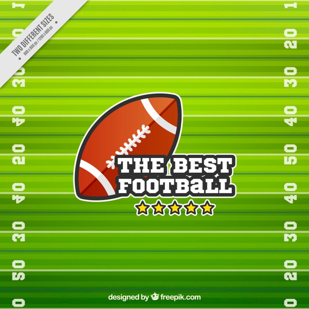 Flat background with ball and american football pitch | Free Vector