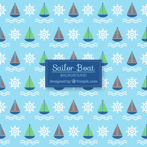 Flat background with boats and rudders