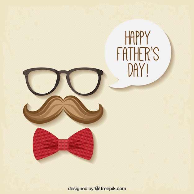 Flat background with bow tie and moustache for\
father\'s day