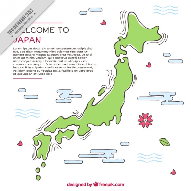 日本地図フラット背景 無料のベクター