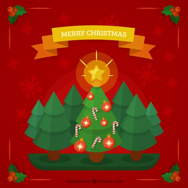 Free Vector | Flat background with set of christmas trees