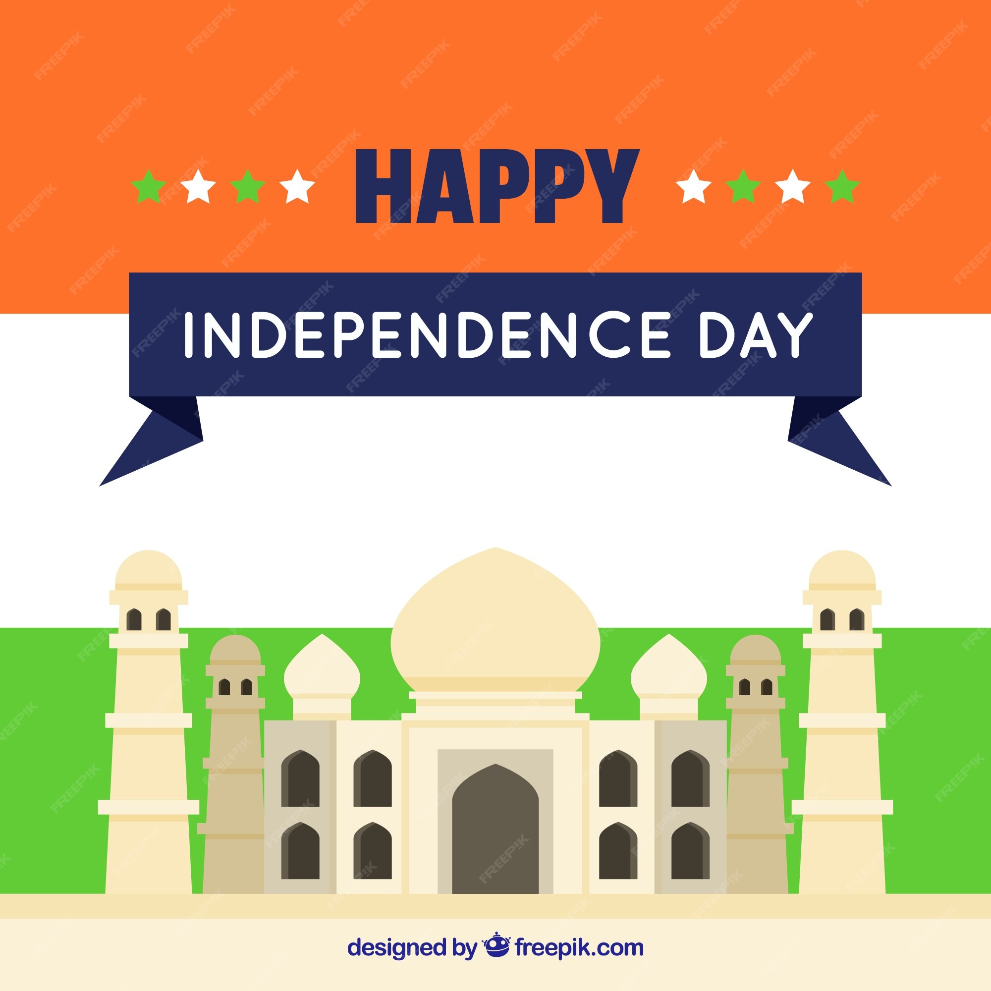 Free Vector | Flat background with taj mahal of india independence day