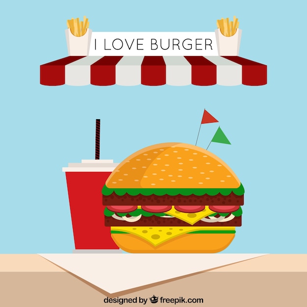 Download Free Flat Background With Tasty Burger And Drink Free Vector Use our free logo maker to create a logo and build your brand. Put your logo on business cards, promotional products, or your website for brand visibility.