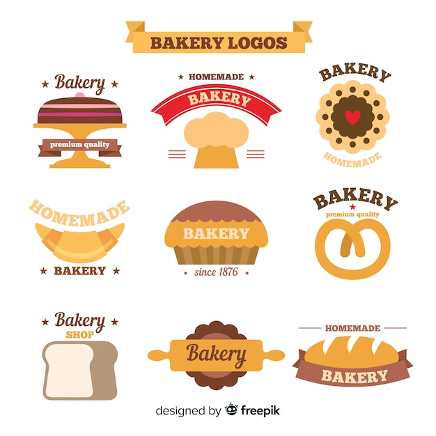 Flat bakery logos | Free Vector