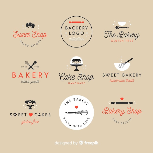 Download Free Free Vector Flat Bakery Logos Use our free logo maker to create a logo and build your brand. Put your logo on business cards, promotional products, or your website for brand visibility.