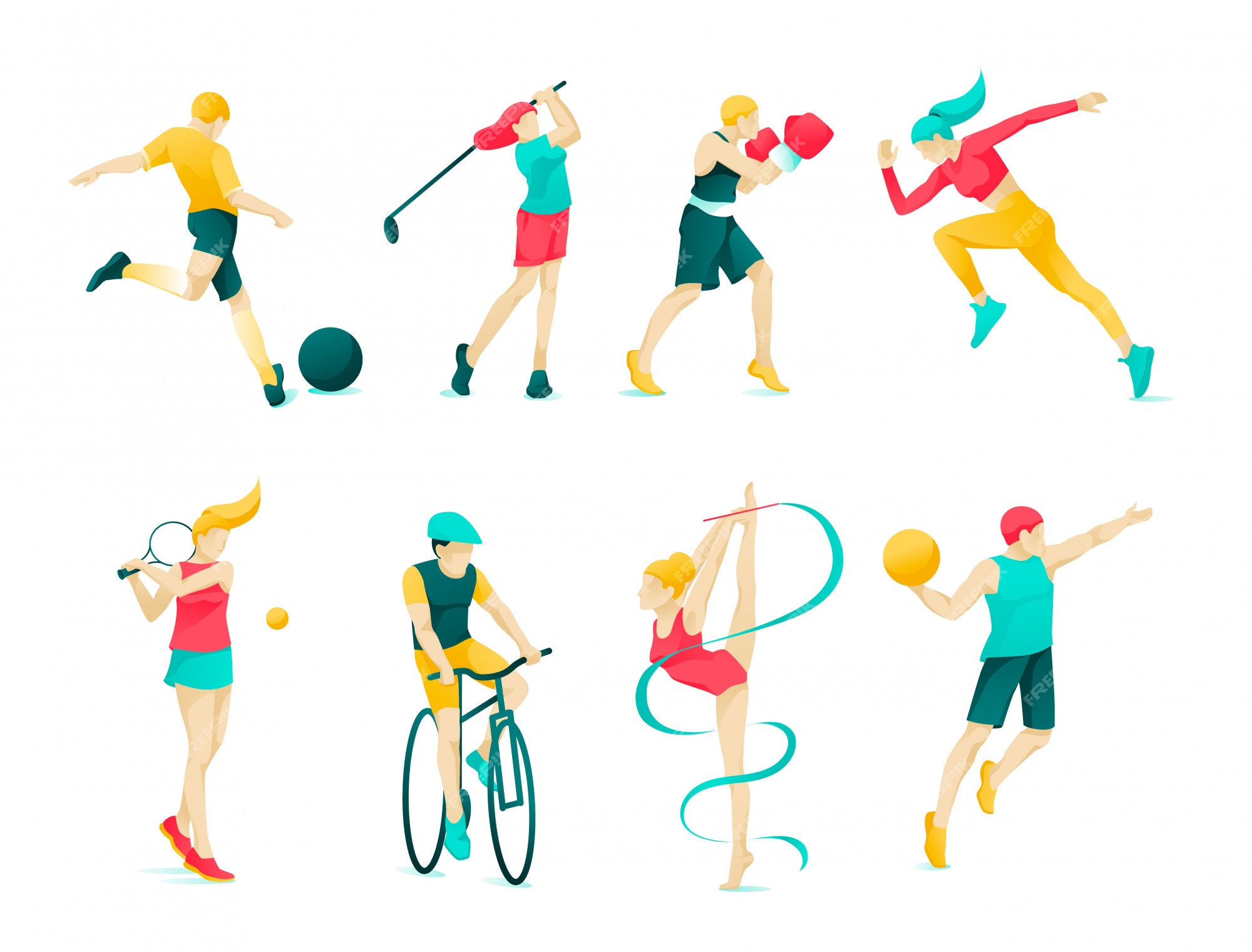 Premium Vector | Flat banner collection sports character people.