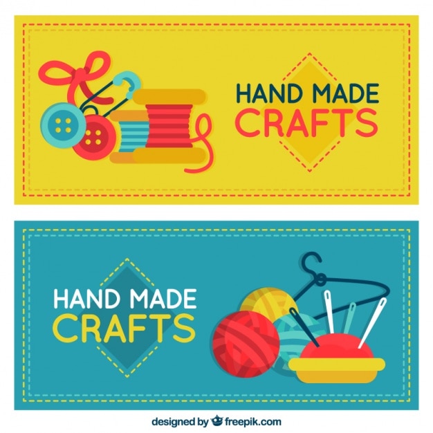 Flat banners about crafts Vector | Free Download