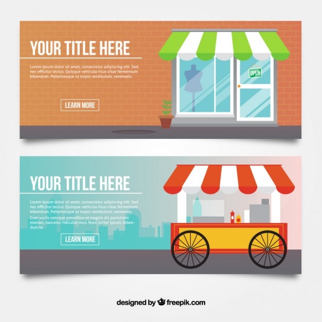 Download Flat banners of stores Vector | Free Download