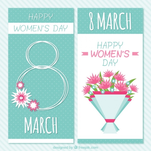 Flat banners with flowers for women's
day