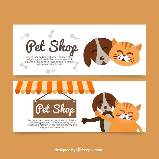 Flat banners with lovely pets