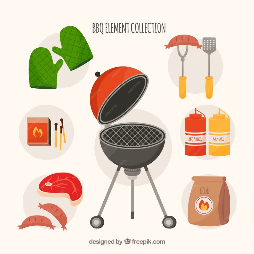 Free Vector | Flat bbq elements collection