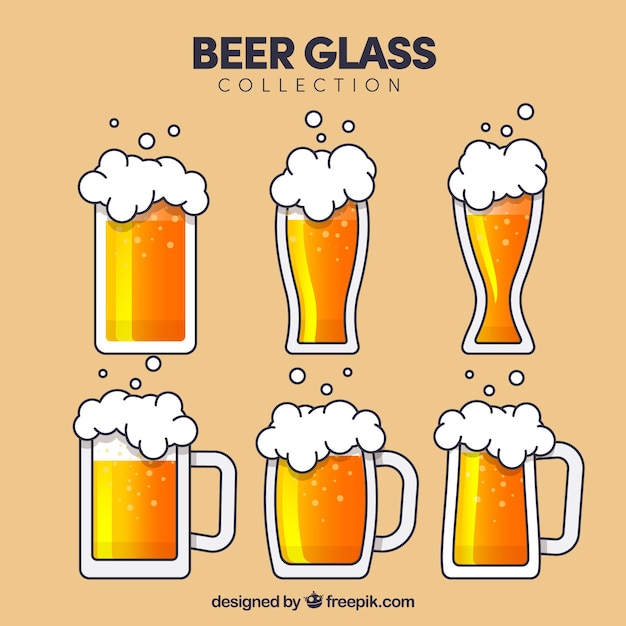 Flat beer glass & mug collection Vector | Free Download