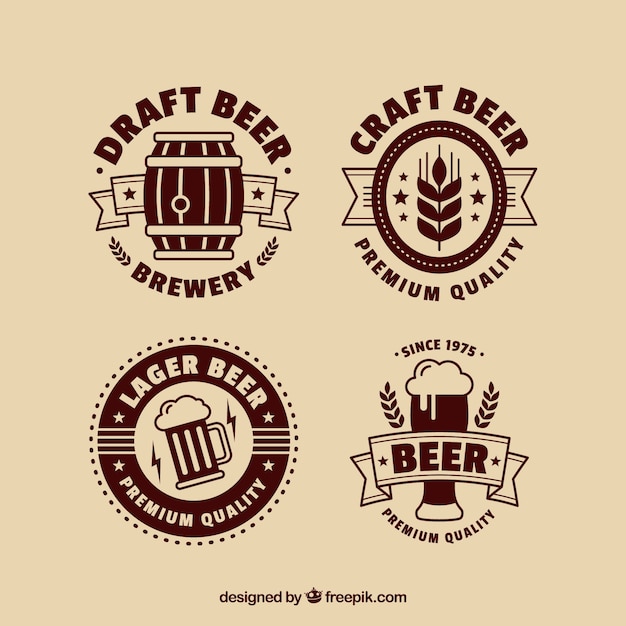 Flat beer logo collection | Free Vector