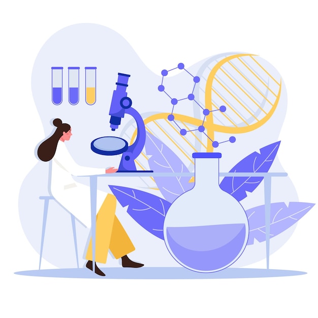 Free Vector Flat biotechnology concept illustration