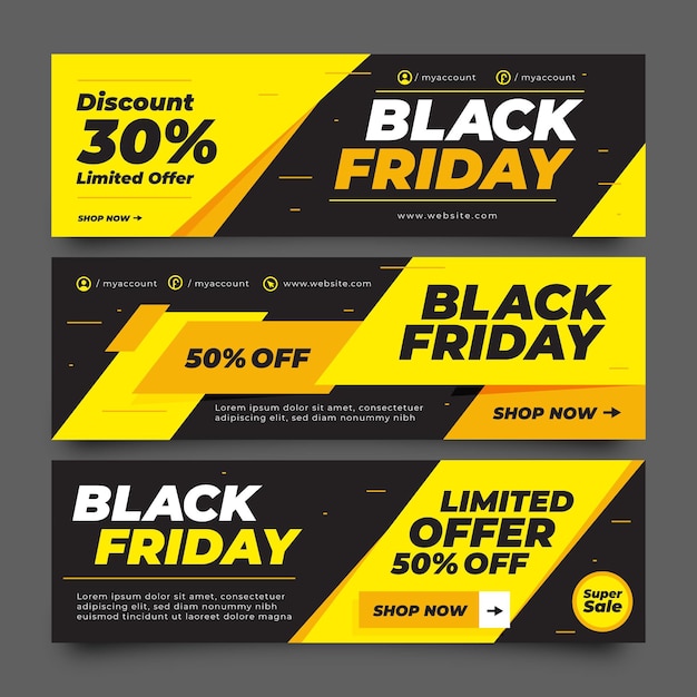 Premium Vector | Flat black friday banners