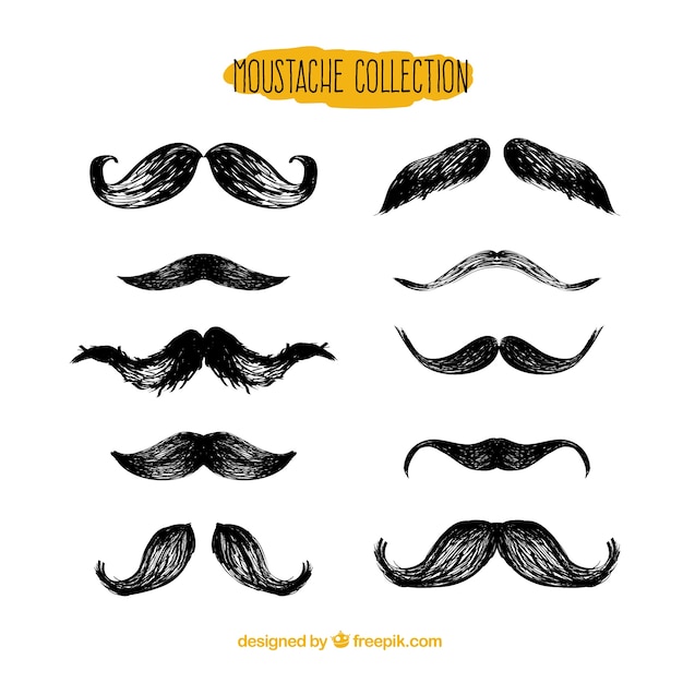 Flat black mustache collection Vector | Free Download