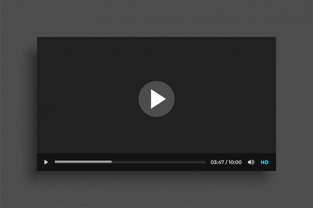 Flat black video media player web template Free Vector