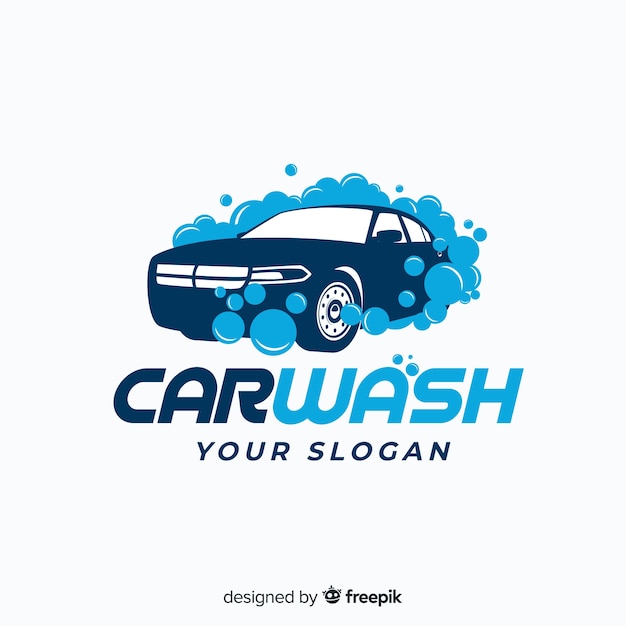Free Vector | Flat blue car wash logo
