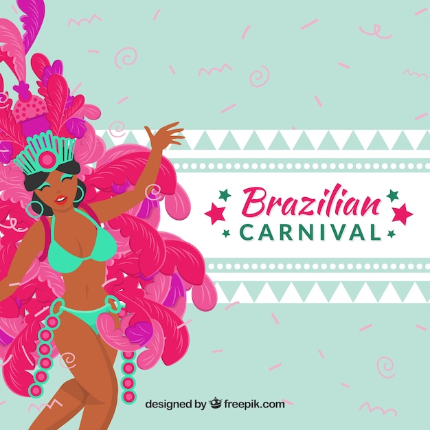 Flat brazilian carnival background with
dancers