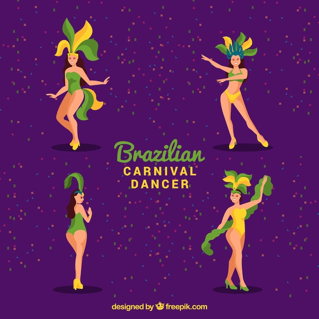 Flat brazilian carnival dancer
collection
