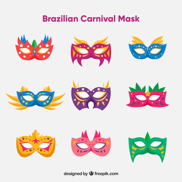 Free Vector | Flat brazilian carnival mask collection