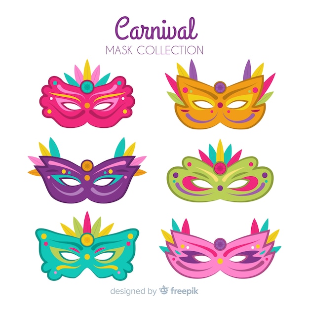 Free Vector | Flat brazilian carnival masks pack