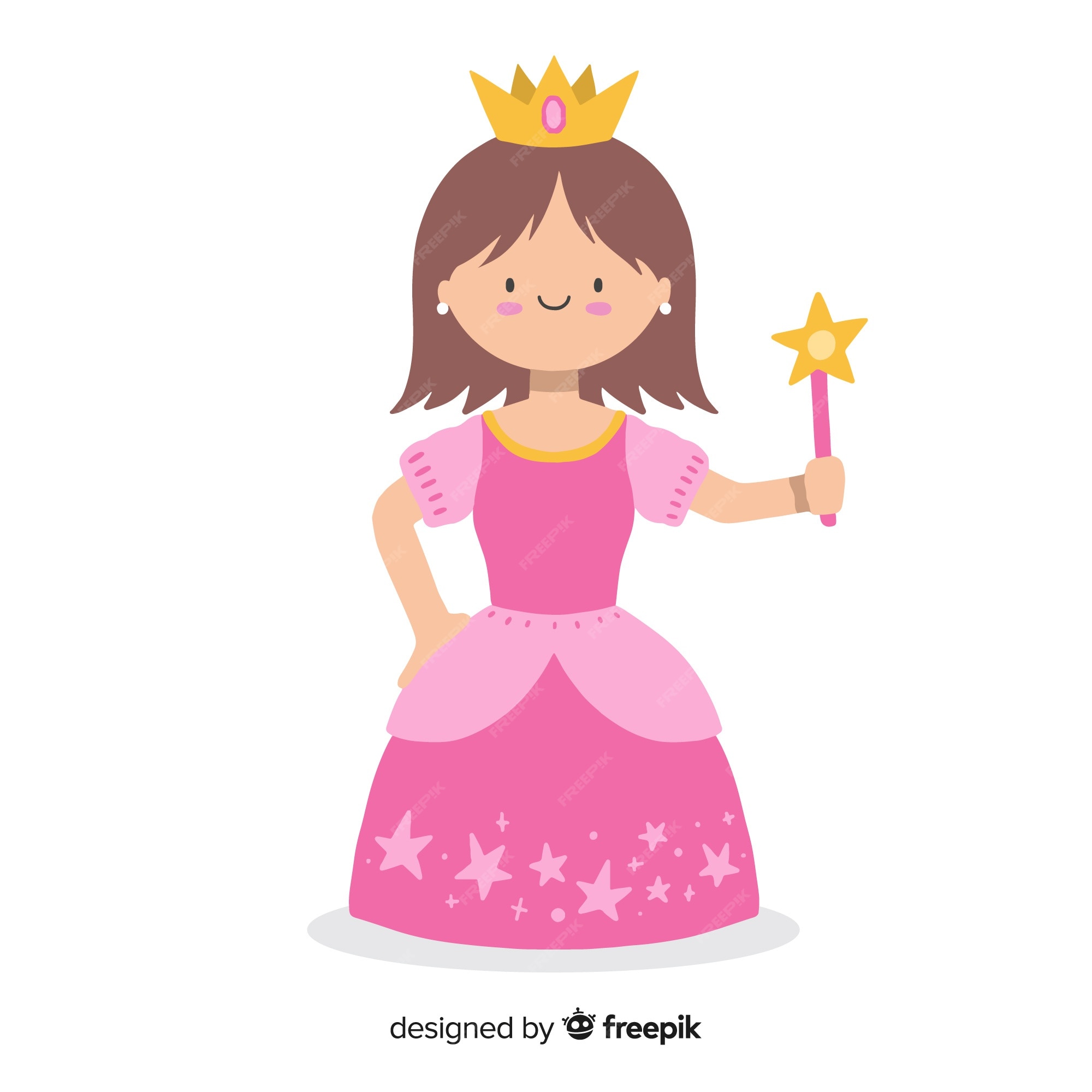 Free Vector | Flat brunette princess illustration