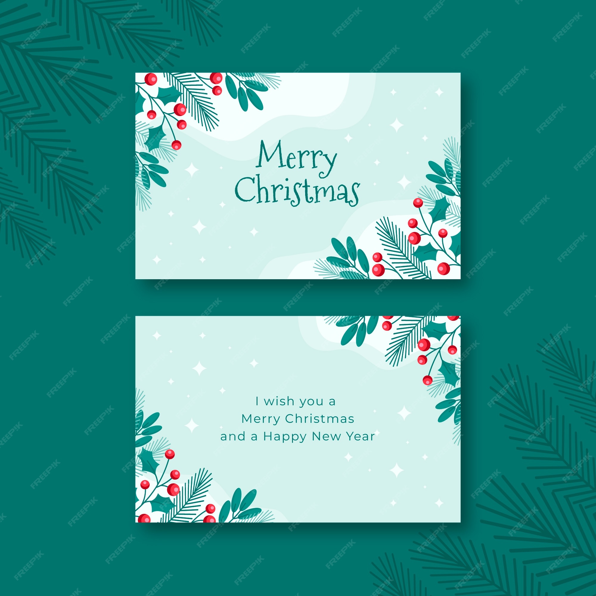 Free Vector Flat business christmas cards template