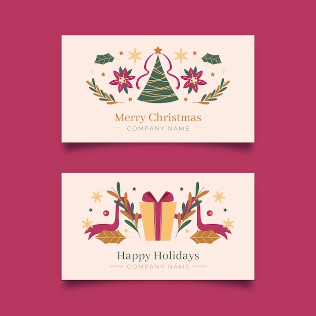 Premium Vector Flat business christmas cards template