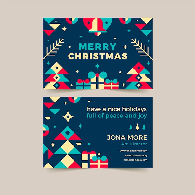 Premium Vector | Flat business christmas cards template