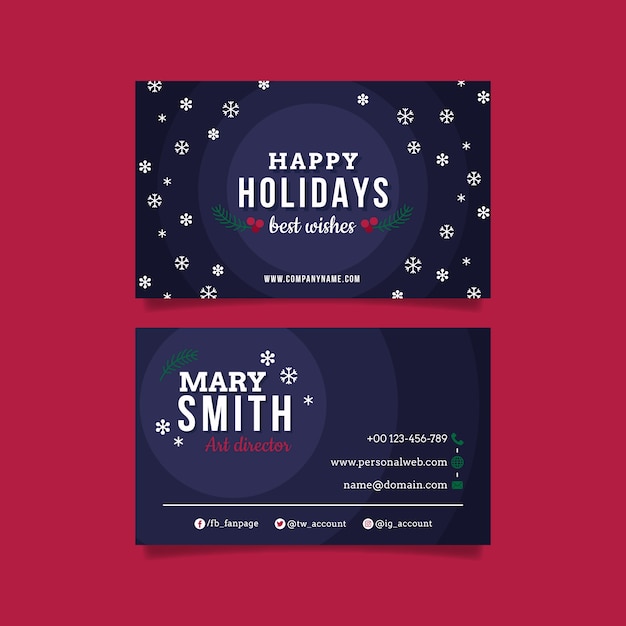 Free Vector Flat business christmas cards template