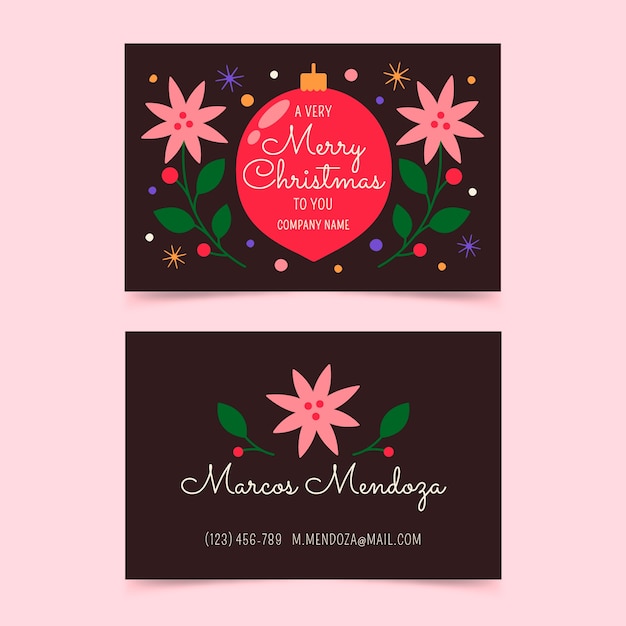 Free Vector Flat business christmas cards template