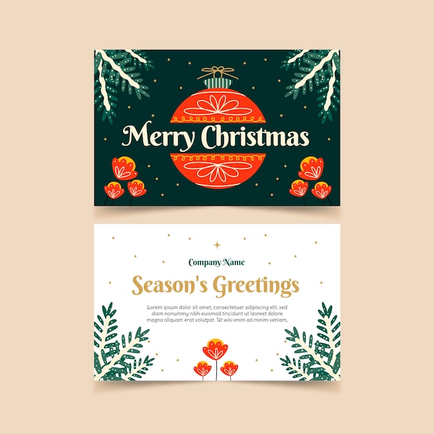 Free Vector | Flat business christmas cards template