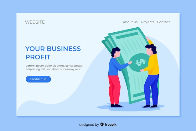 Flat business landing page template Free Vector