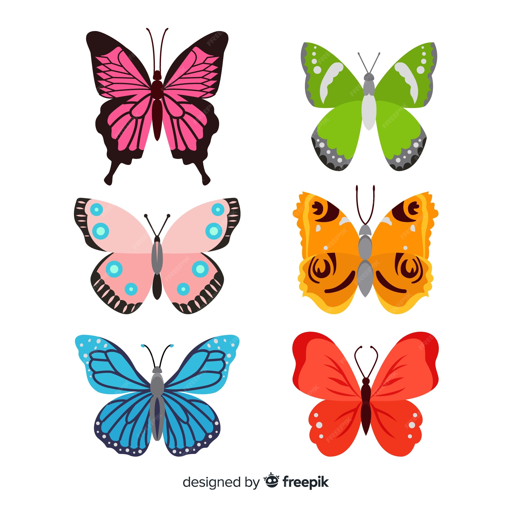 Free Vector | Flat butterfly collection