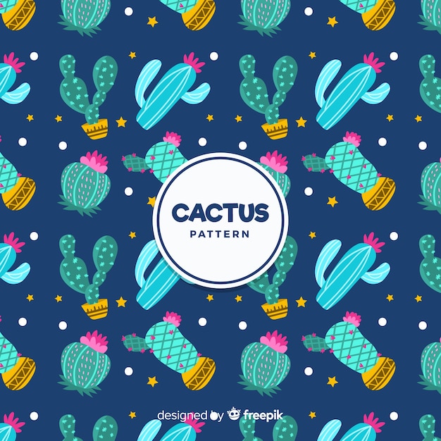 Flat cactus pattern Free Vector